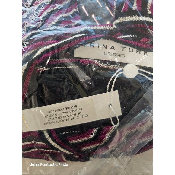 Trina Turk Chevron Belted Sweater Dress w/ Slip M NWT - Picture 4 of 7